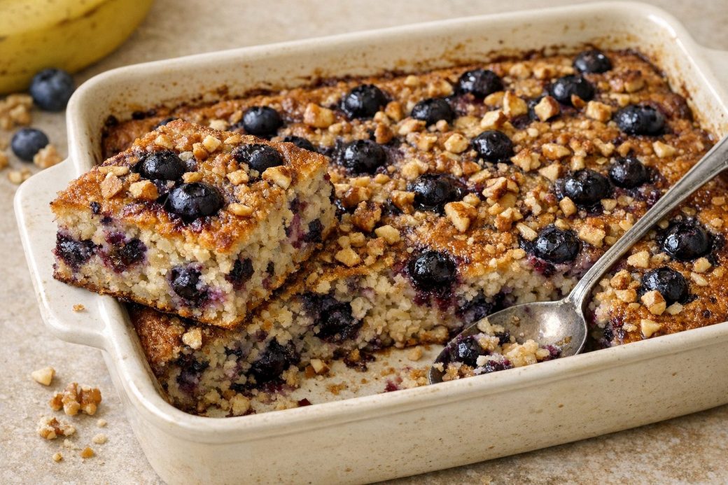 Baked Protein Oats with Blueberries