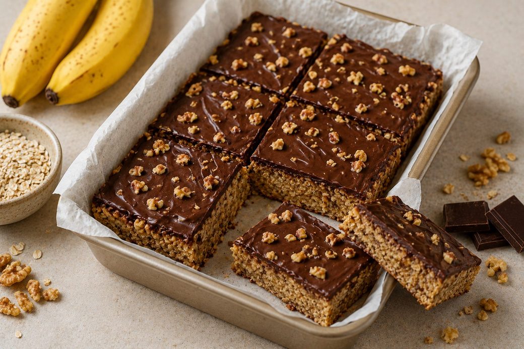 Banana, Oat & Dark Chocolate Bars