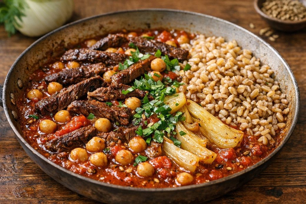 Beef & Chickpeas in Tomato-Fennel Sauce