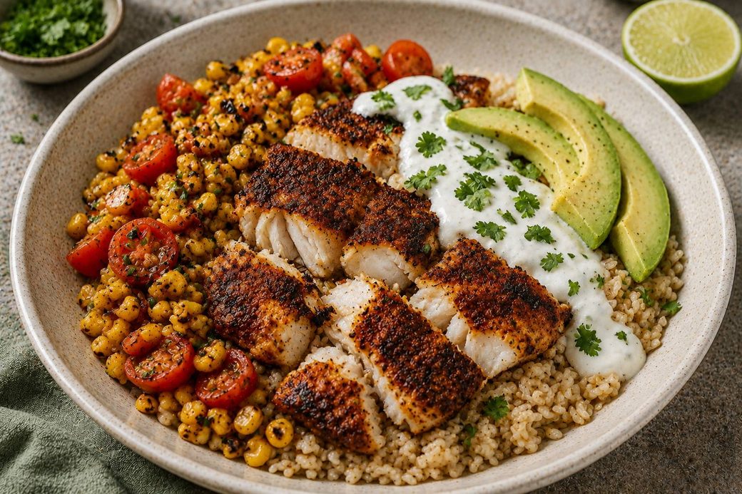 Blackened Cod with Charred Corn Salsa