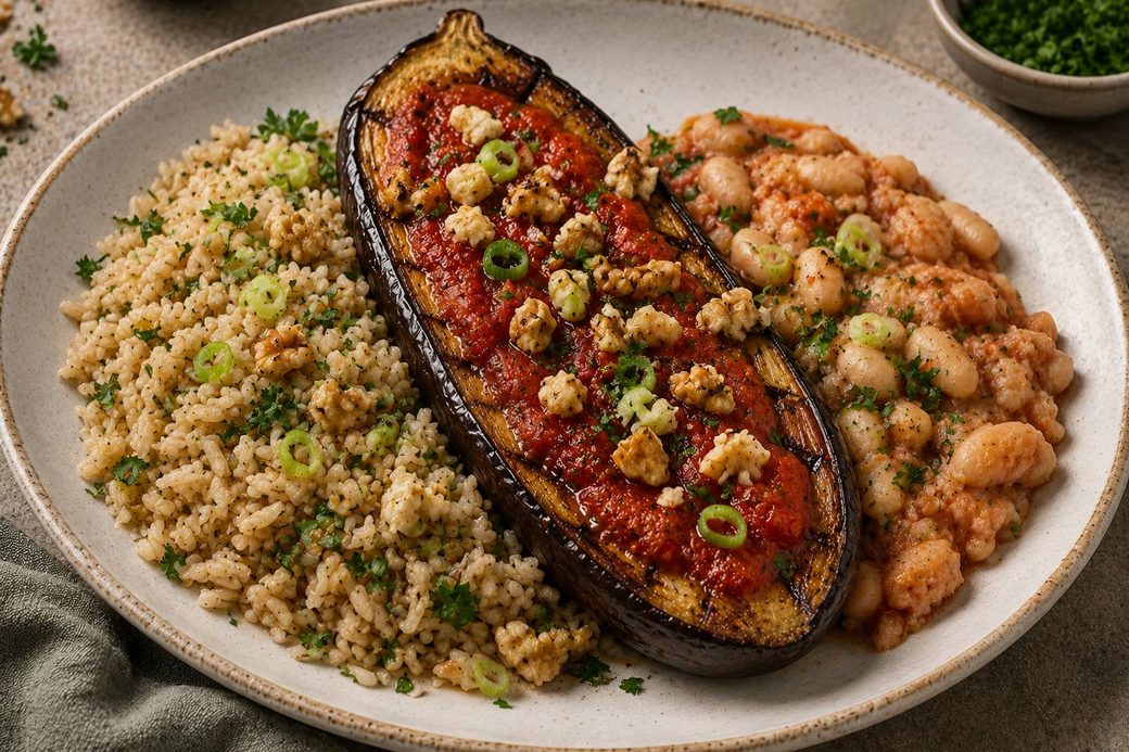 Braised Eggplant with Tomato & Walnuts
