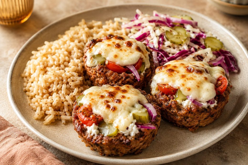 Burger Baskets with Molten Cheese