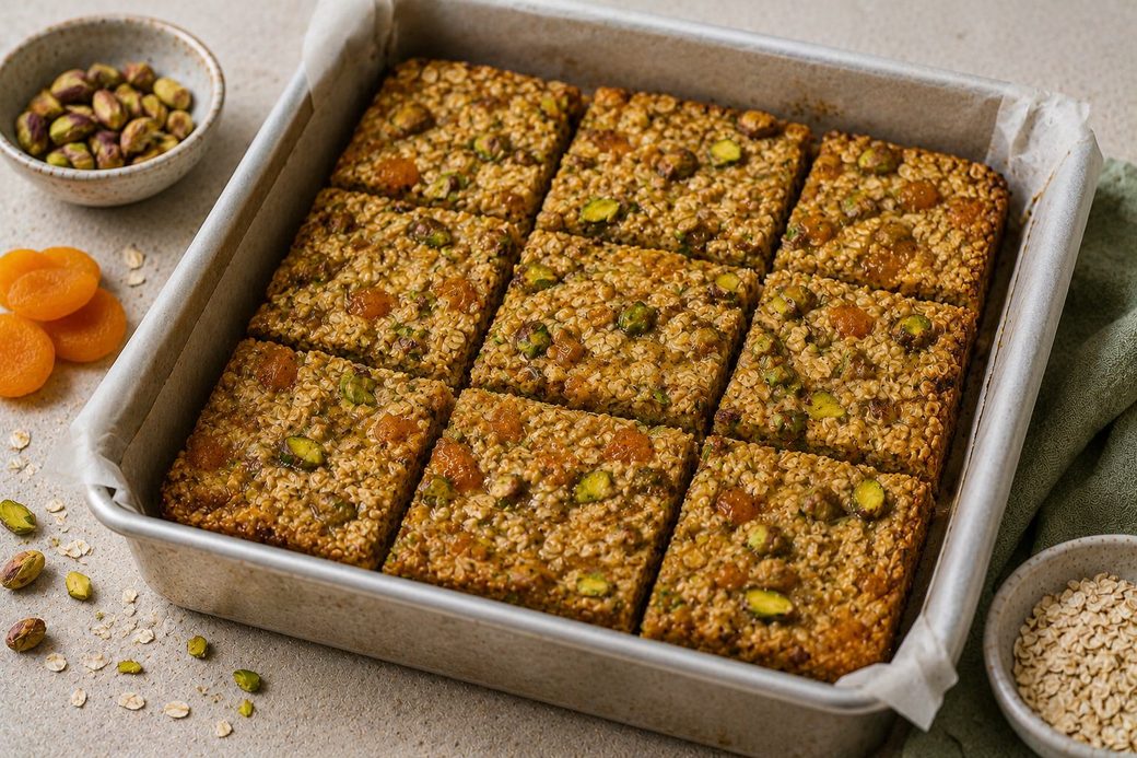 Chewy Pistachio & Apricot Bars