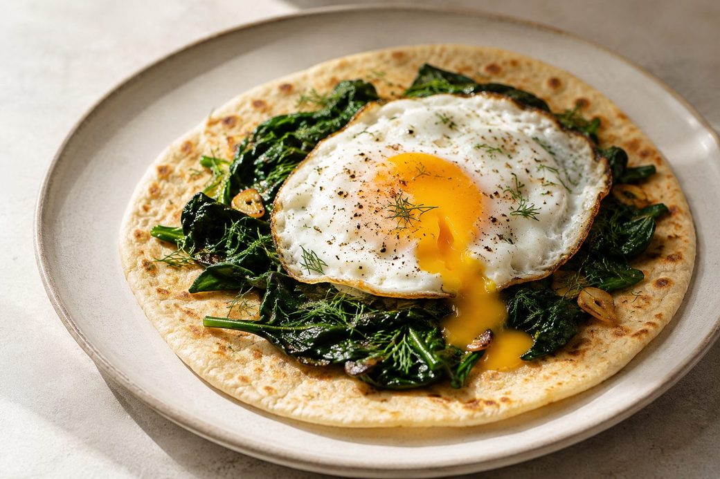 Cottage Cheese Flatbread with a Soft Egg