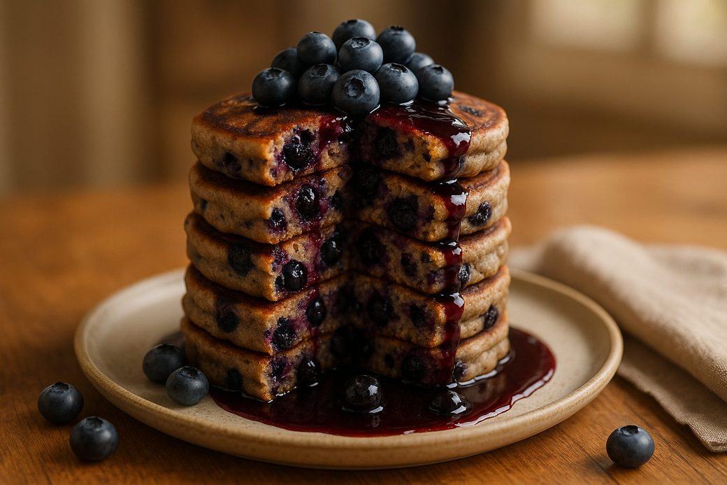 Dark Buckwheat Blini with Blueberries