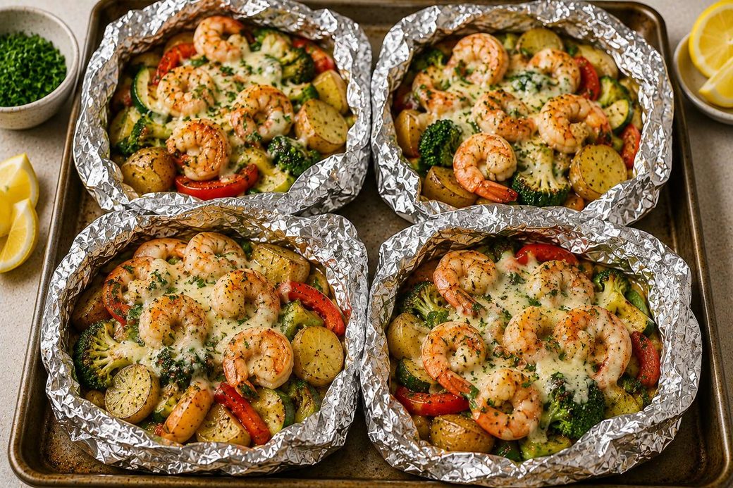 Garlic Shrimp Foil Packets