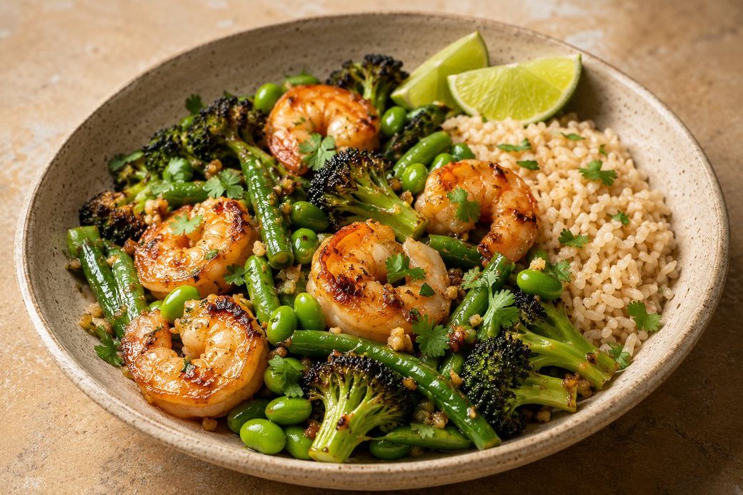 Ginger Shrimp with Lime & Edamame