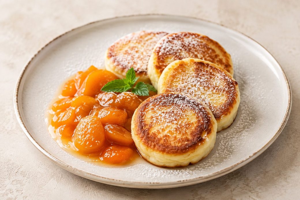 Golden Syrniki with Apricot