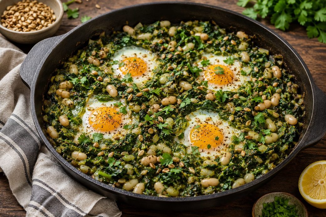 Green Shakshuka with White Beans