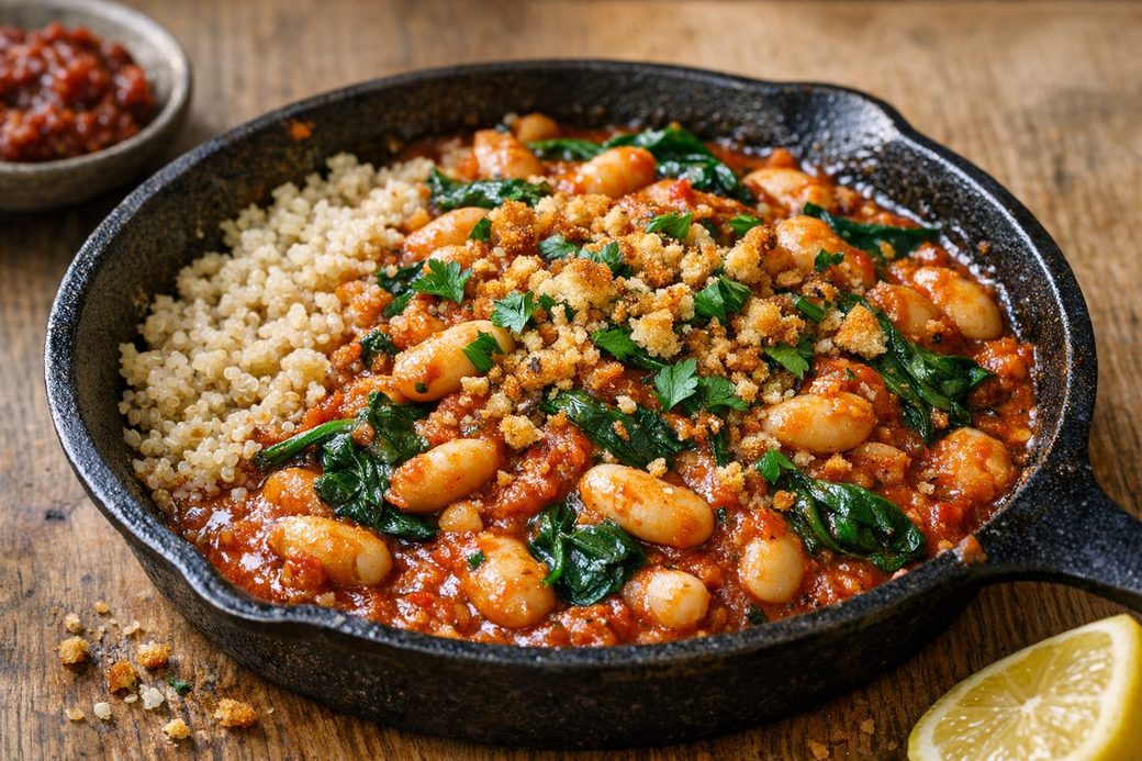 Harissa White Beans with Crunchy Crumbs