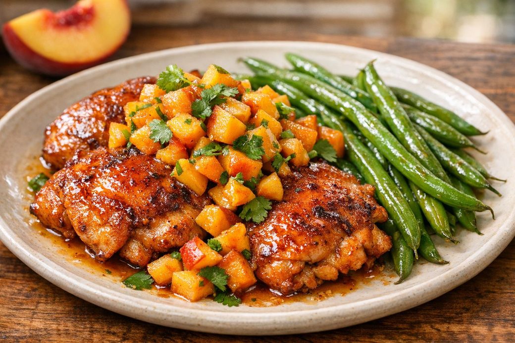 Honey-Glazed Chicken with Peach Salsa