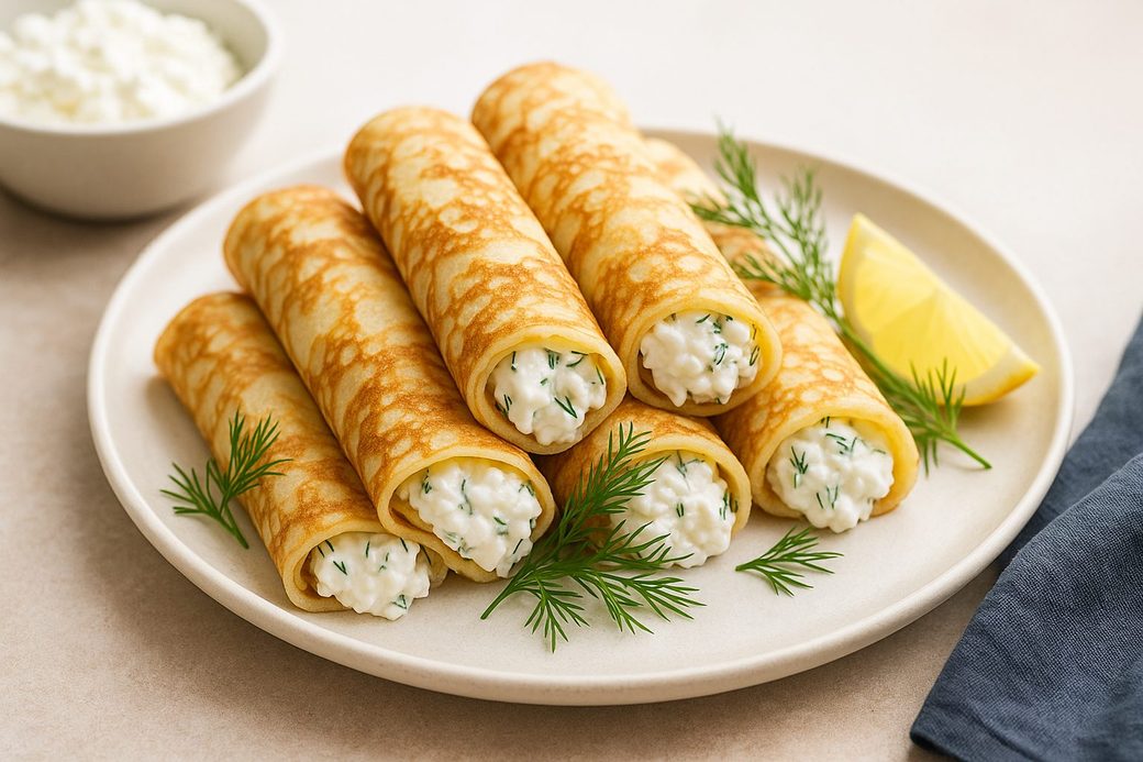 Lacy Kefir Blini with Cheese & Dill