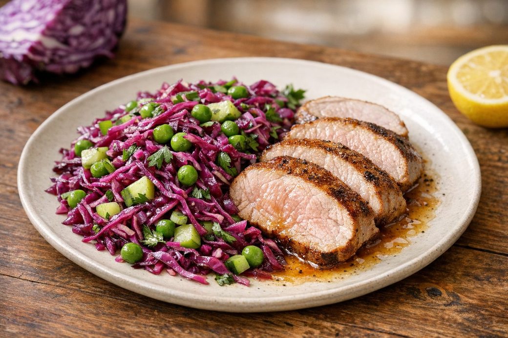 Seared Pork Chop with Ruby Slaw