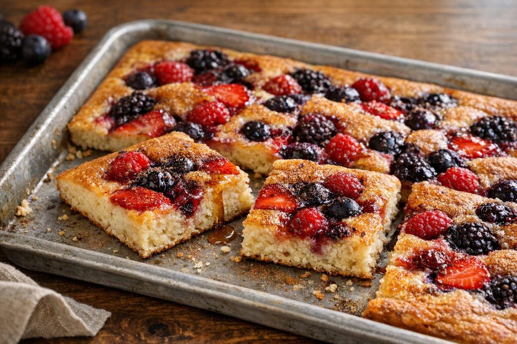 Sheet-Pan Pancakes with Berries